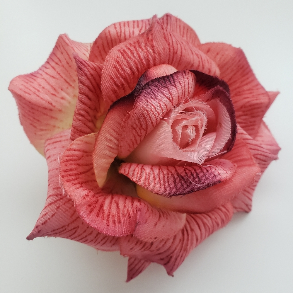 Textile Rose Flower Brooch